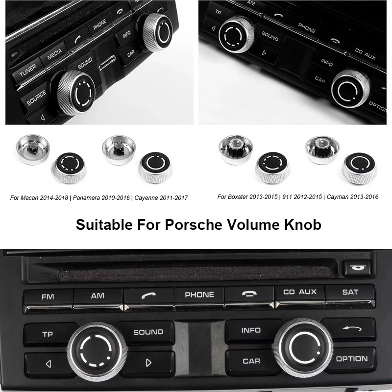 For Porsche Cayenne Panamera Macan 911 718 Car Audio Volume Radio Knob Cover CD Multi-Media Control Switch Button