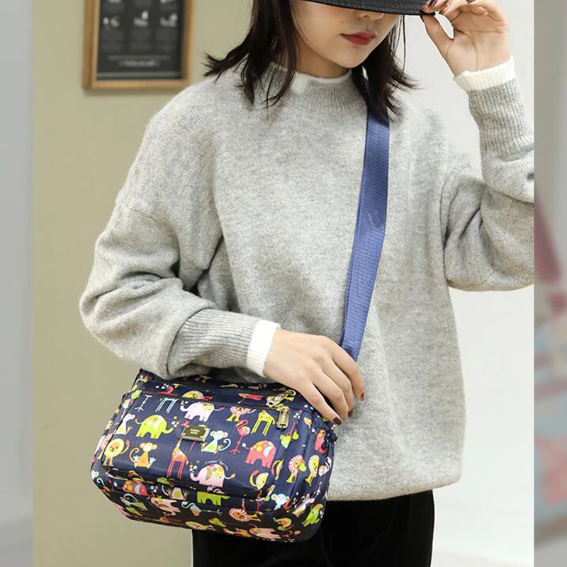 Women\'s Crossbody Bag Fashion Floral Multicolor Printed Holiday Travel Casual Pack Messenger Nylon Mother Handbag Shoulder Bag