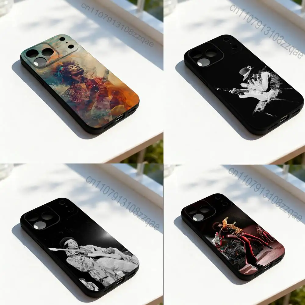 Guitarist J-Jimi H-Hendrix Phone Case For iPhone 11,12,13,14,15,16,17,Pro,Max,Plus,E,SE4,Air,Mini Black Soft Cover