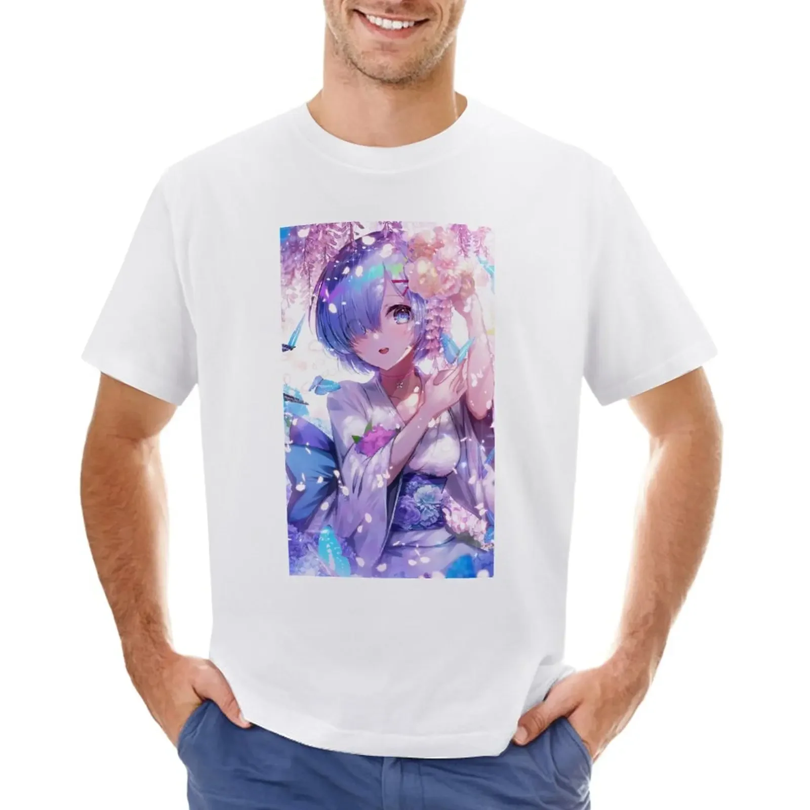 Re Zero REM T-Shirt Short sleeve tee cute clothes slim fit t shirts for men