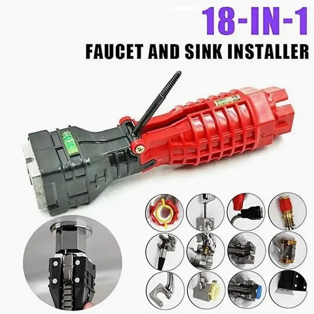 18 In 1 Faucet Sink Installer Tools Pipe Wrench Kitchen Bathroom Maintenance Tools For Plumbers Homeowners