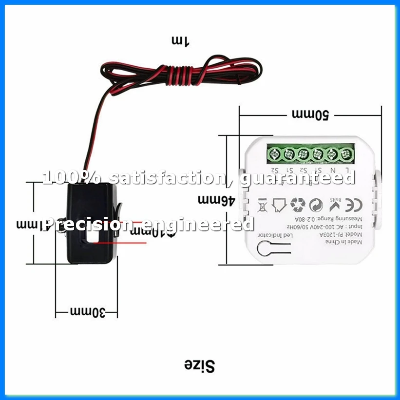 Tuya ZigBee Smart Energy Switch Power Voltage Current Meter APP Real-Time Power Statistics Consumption Querying 1CT-FS