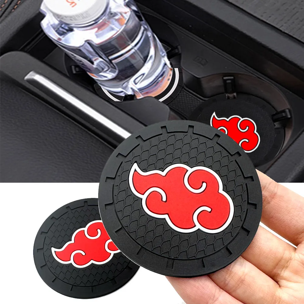 2PCS/LOT 6.6CM Car Anti Slip Mat Coaster Car Water Cup Slot Decorate Accessories Case For Red Cloud Scaling Anime Auto Styling