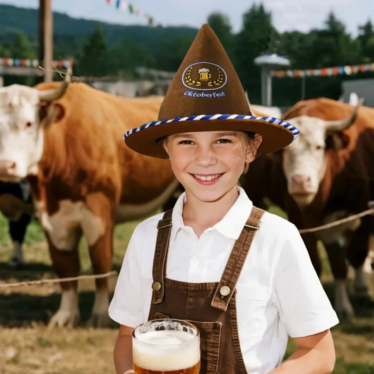 قبعة مهرجان أكتوبر للأطفال الصغار والأولاد والبنات في مهرجان ميونيخ البيرة قبعة اللباد البافارية لحفلات الهالوين كرنفال ملحقات تنكرية