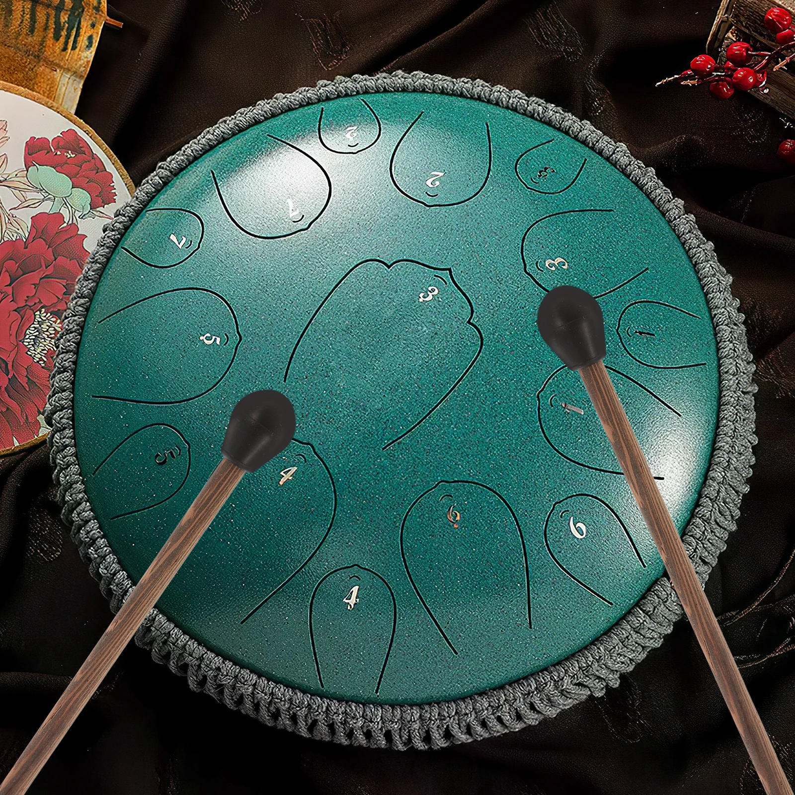 

2pcs Tongue Drum Mallets Wood Silicone Heads Lightweight Portable Percussion Sticks For Practice Performance Durable Grip