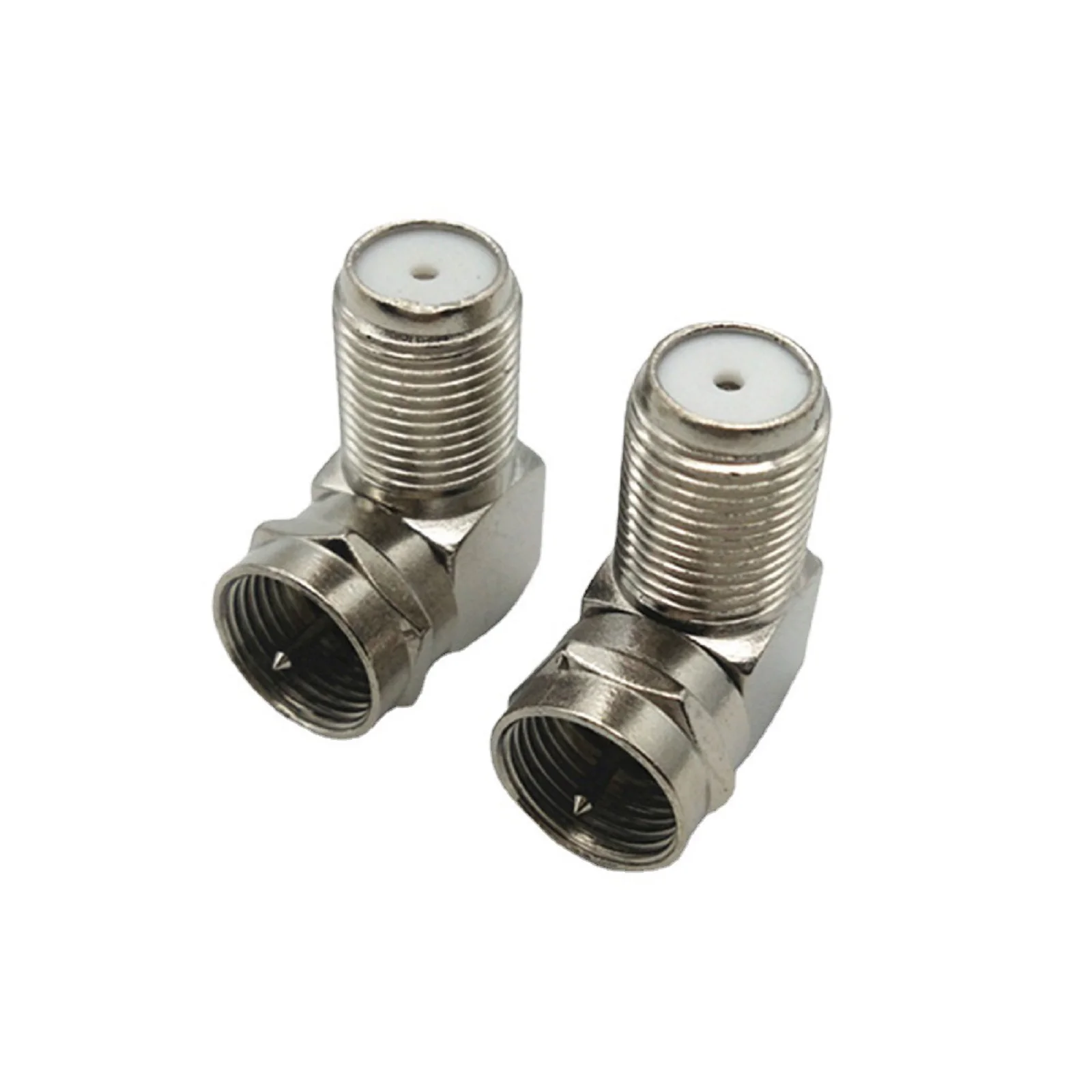 Cable TV Connector Coaxial Cable Adapter F Male to F Female Connector 90 Degree for TV Wall Mounted Nickel Plating