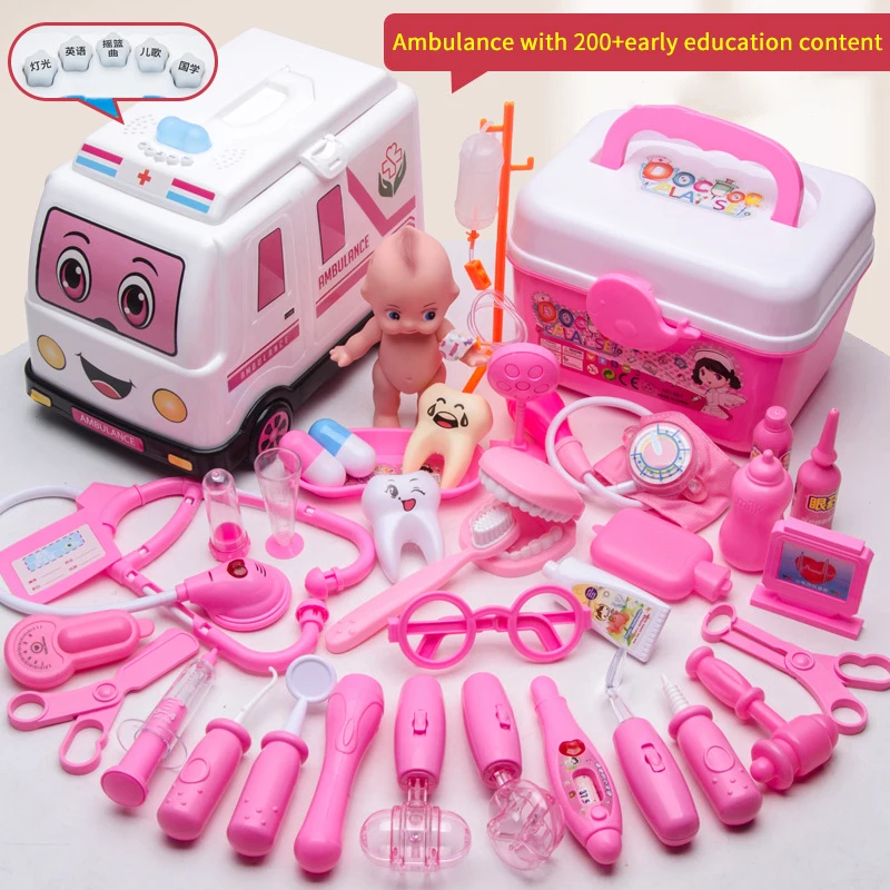 35Pcs/Set Children's Doctor Toy Set Toolbox Medicine Simulation Dentist Treating Teeth Pretend Play Toy For Toddler Baby Kids