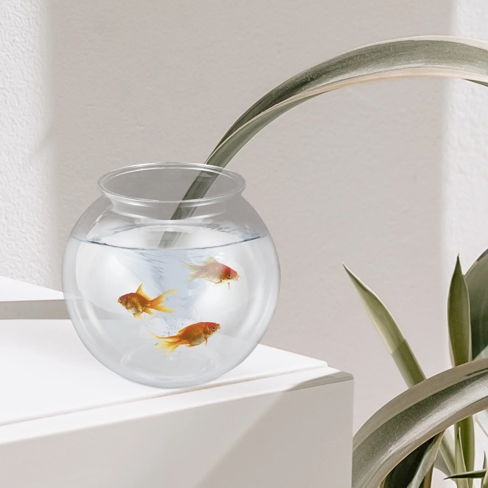 

Transparent Small Fish Tank Desk Aquarium Mini Round Bowl Globe Plastic Portable Office Garden Decor Container