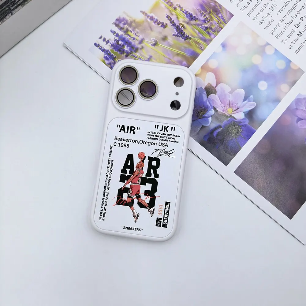 INS 23 Basketball Player Sneakers AIR Sports Brand White Phone Case For iPhone15 14 13 16 17Pro Max Shoes Label Cover Funda Off