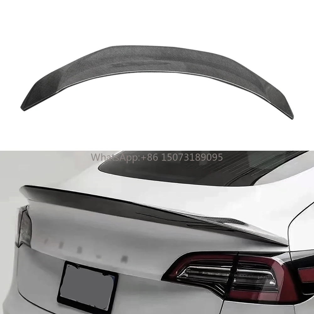 

Car Accessories V Style Carbon Fiber Spoiler Lip for Tesla Model 3 Tail Wing Rear Spoiler