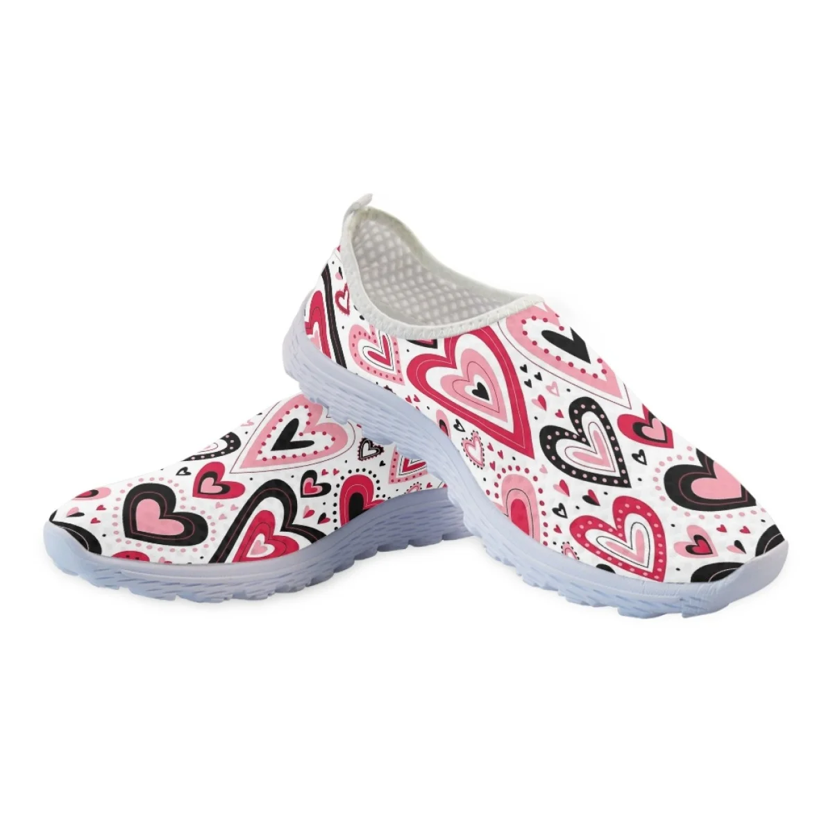 Belidome Sneakers da donna rosa cuore a cuore Design Slip on scarpe da passeggio in rete leggera scarpe basse traspiranti estive Zapatos Planos