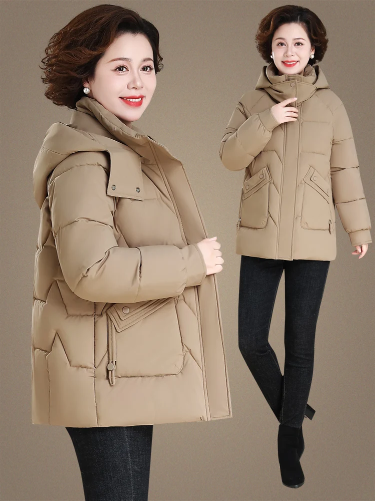 

Утепленная хлопковая куртка для женщин, повседневная, на молнии, ветрозащитная, теплая, легкая, с капюшоном, средней длины