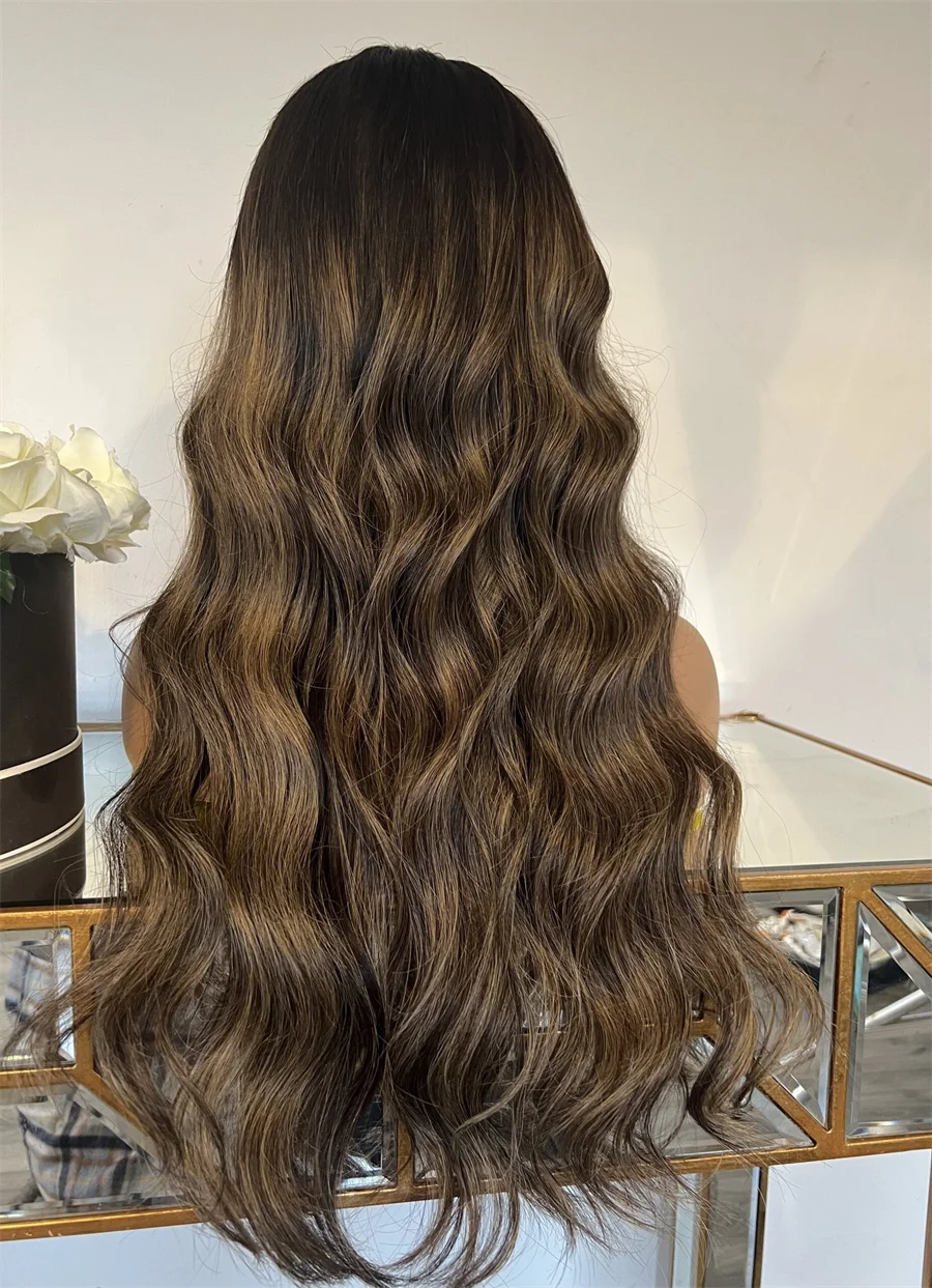 Futura japanese fiber wig Loose Deep Wave Brown Honey Blonde Highlights synthetic Lace Wig 13x4 Free Parting Glueless Women Wigs