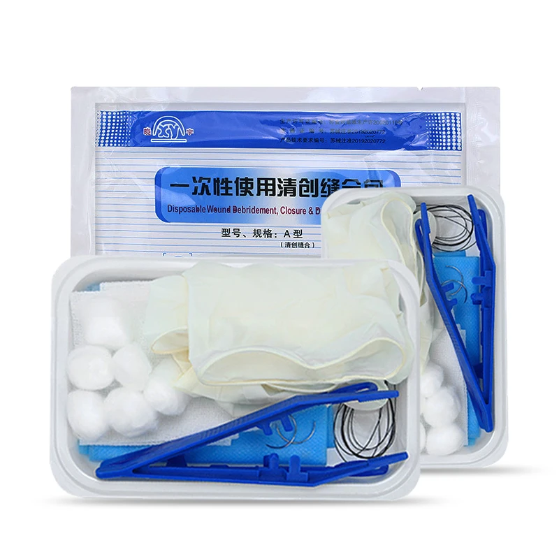 Medical Sterilized Disposable Skin Suture Wound Injury Care Debridement Closure Dressing Change Bag Accessory Kit for First Aid