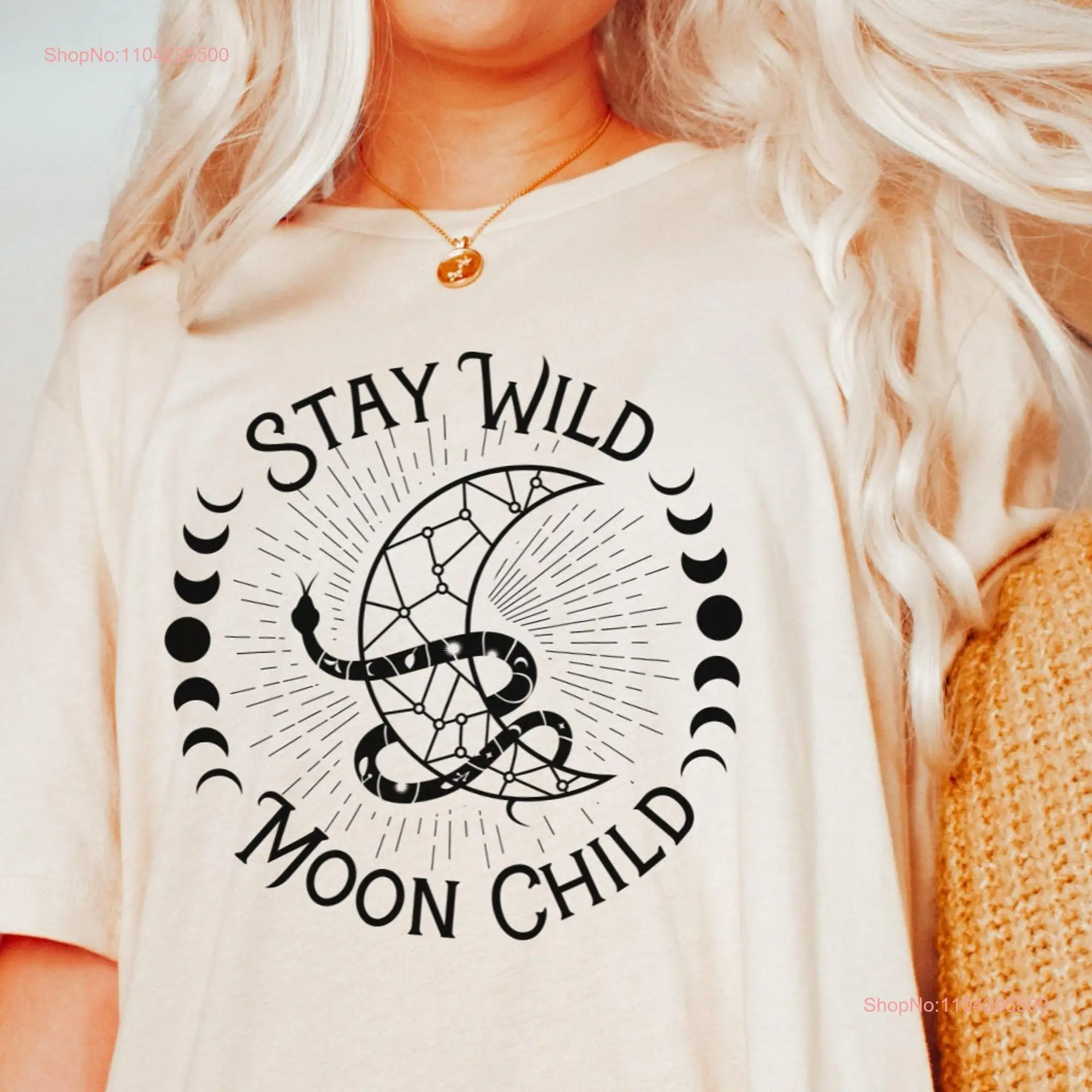 Stay Wild Moon Child T Shirt Phases Witchy Inspirational Hippie Green Witch Snake long or short sleeves