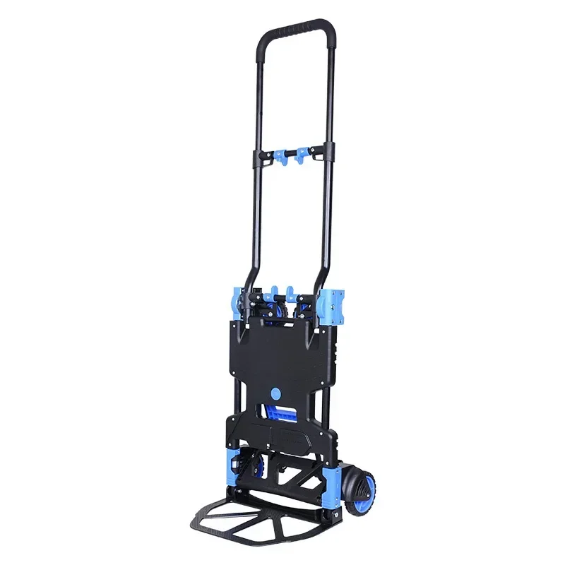 150kg Heavy Folding Retractable Trolley Luggage Handling Pull Cargo Trailer with Wheels Home Grocery Handcart Trolley