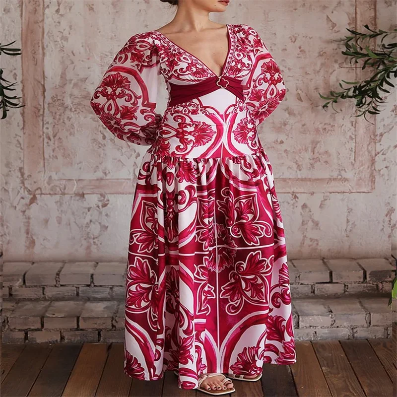 Flaxmaker الكلاسيكية المرأة مثير بيكيني مجموعات طويلة الأكمام سلسلة Majolica نمط طباعة قطعة واحدة ملابس السباحة تنورة Biquini بحر