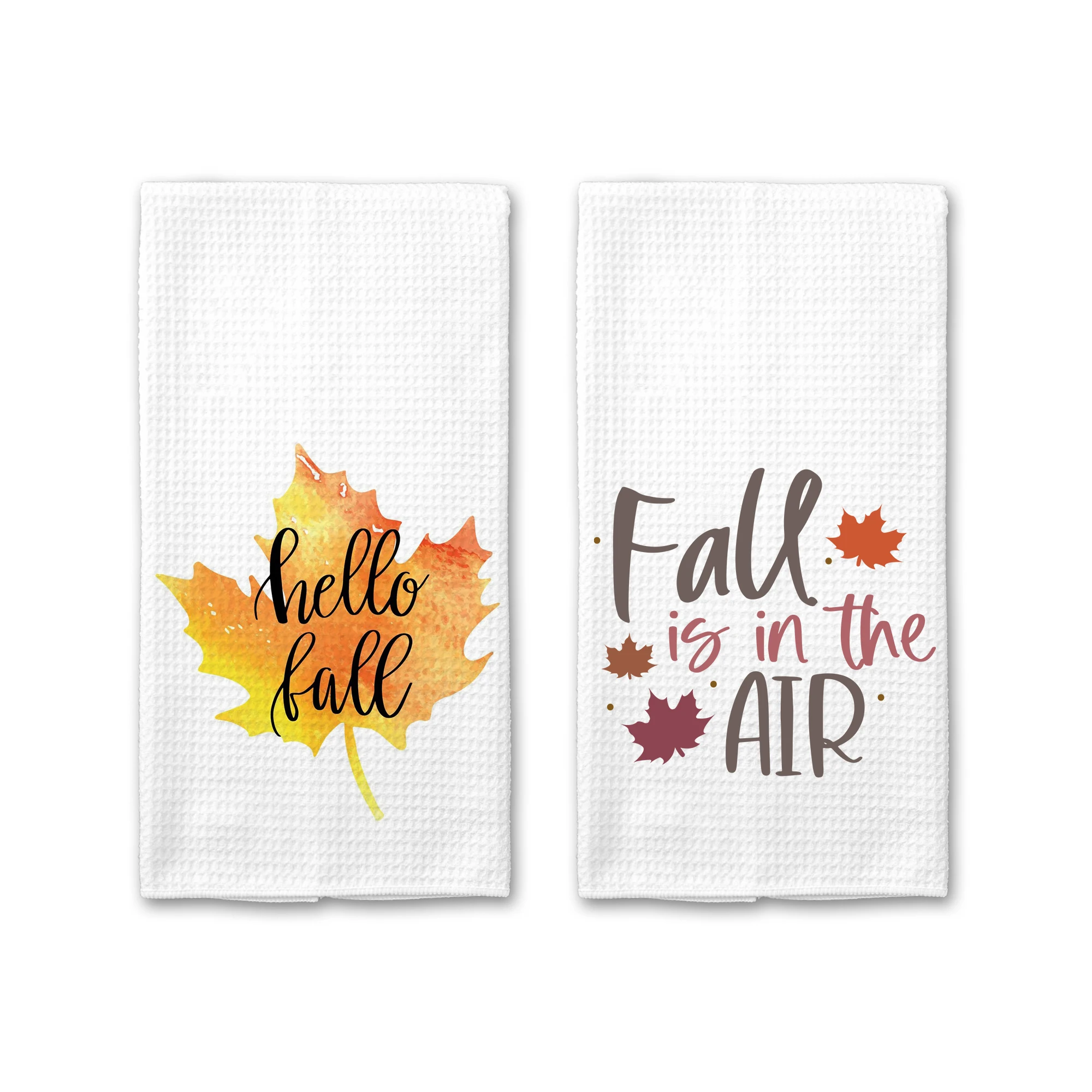 Welcome Fall Microfiber Tea Towel Sublimation Harvest Wishes Waffle Kitchen Towel (2pcs)