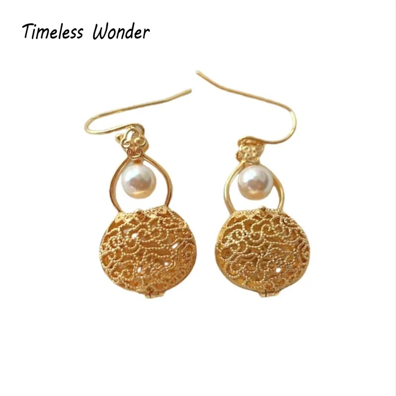 

Timeless Wonder Retro Geo Gourd Pearl Drop Earrings for Women Designer Jewelry Ins Goth Chinese Style Rare Prom Gift Cute 6262