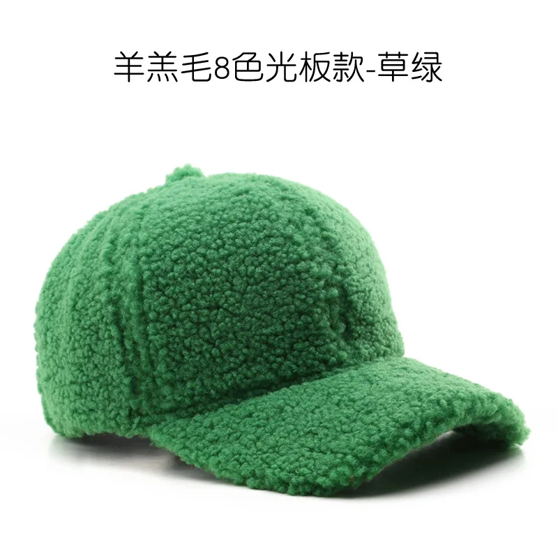 قبعة بيسبول من صوف الحمل، حافة منحنية بلون سادة عتيقة، قبعة شمس كاجوال دافئة للرياضات الخارجية للجنسين #6