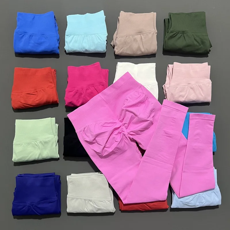 Impact Leggings Low Ribbed Band Gym Scrunch Women Sports Tights Fitness Biker Pants Workout Yoga Running Seamless Leggings