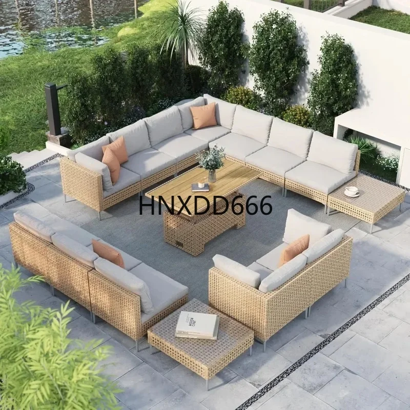 

15-Piece Wicker Patio Furniture Set with Lift Top Storage Coffee Table, Outdoor Sectional Sofa for Conversation