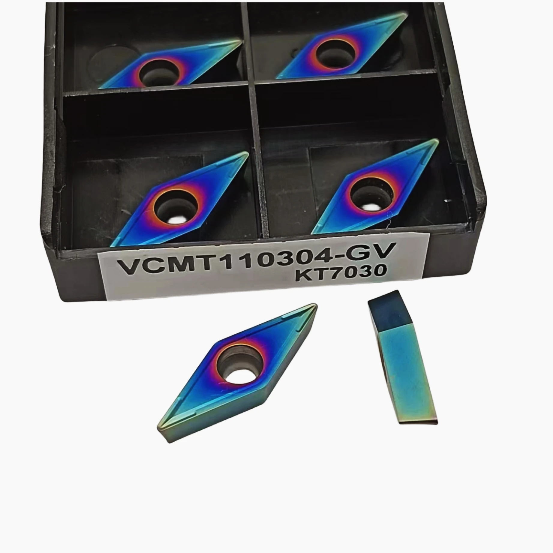Herramienta de torneado de carburo de acero inoxidable, CNC, VCMT110304-GV, KT7030