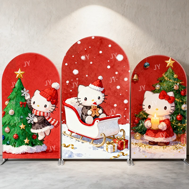 

Hello Kitty Arch Backdrop Cover Sanrio Christmas Party Decorations,children's Party Backdrop Photo Booth Background