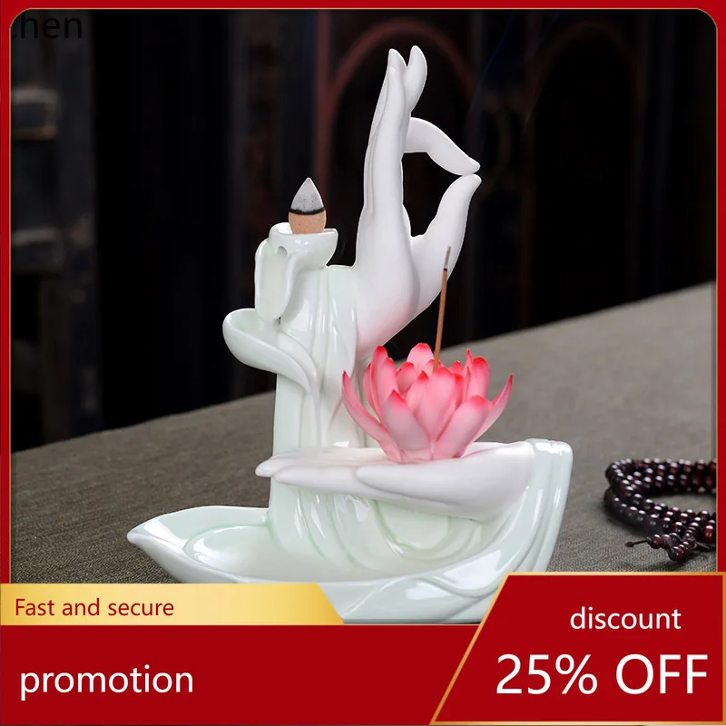 

Cz home sandalwood zen tea ceremony creative ornaments buddha's hand lotus indoor agarwood