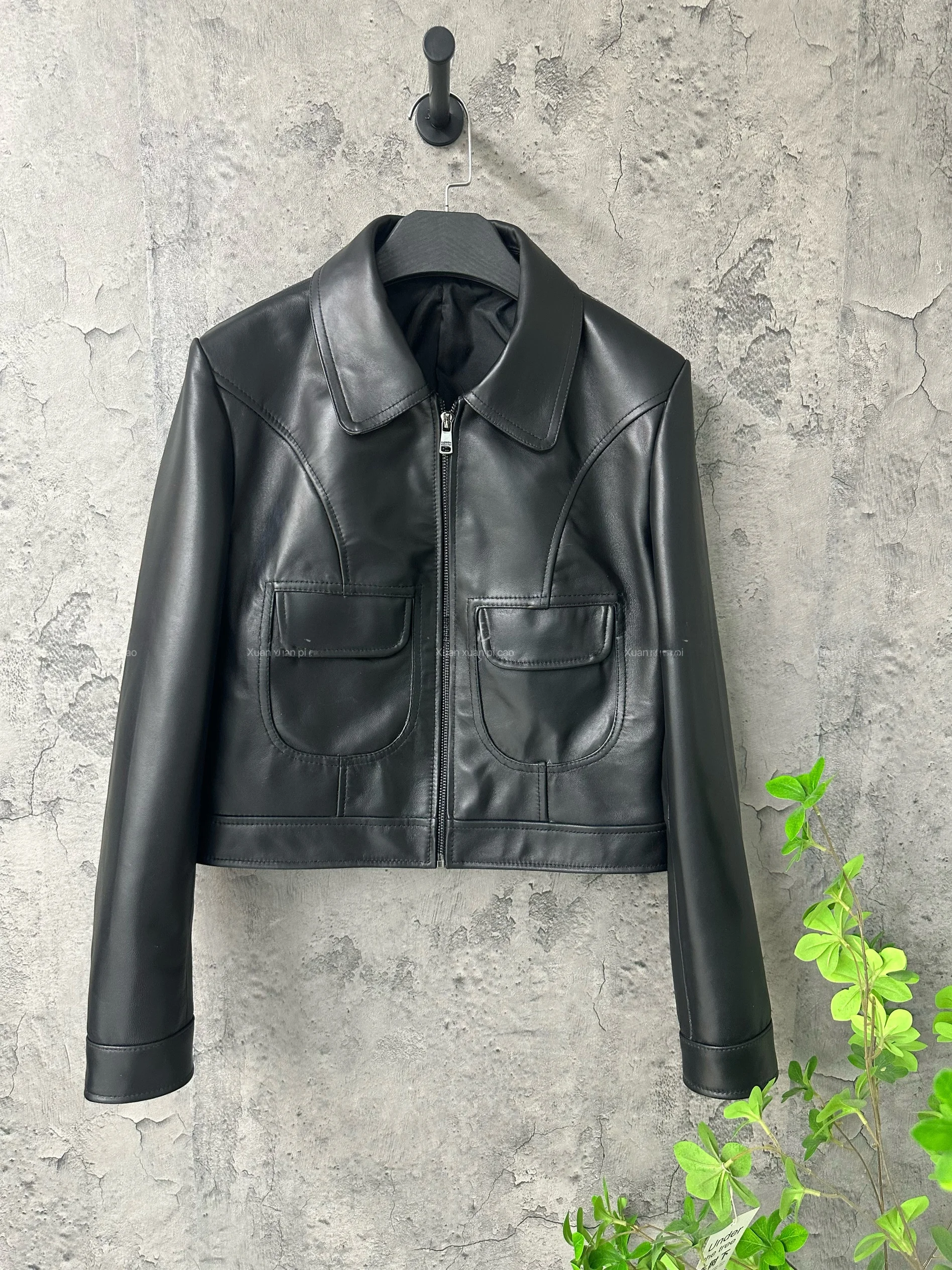 

Модная женская куртка из натуральной кожи, приталенная, весенне-осенняя, новая, укороченная, на молнии, для повседневной носки