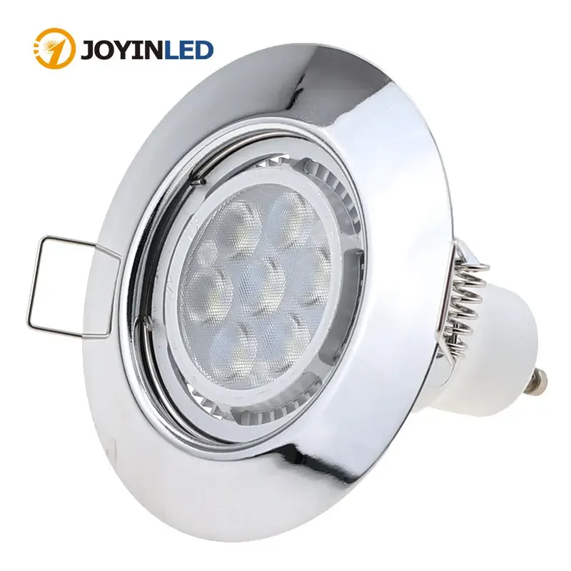 

2pcs/lot Round GU10 Recessed Downlight Replacement Kit Chrome MR16 Bulb Fixture Downlight Holder for Housing