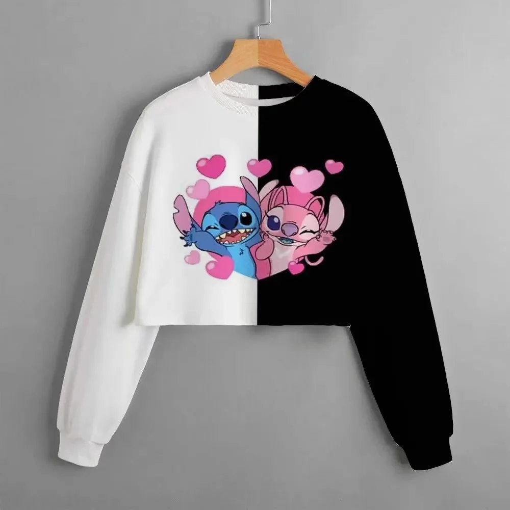 Casual New Spring and Autumn Disney Classic Children's Clothing Print Girls Short Hoodie Sweater Stitch Comfortable and Cute Top