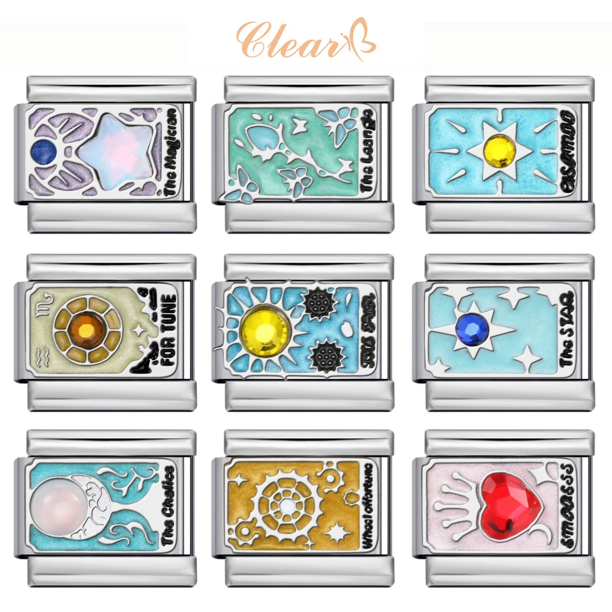 Original Fashion Tarot Card Girl Charm Italian Links Fit 9mm Stainless Steel Bracelet Making DIY Jewelry Gift For Birthday