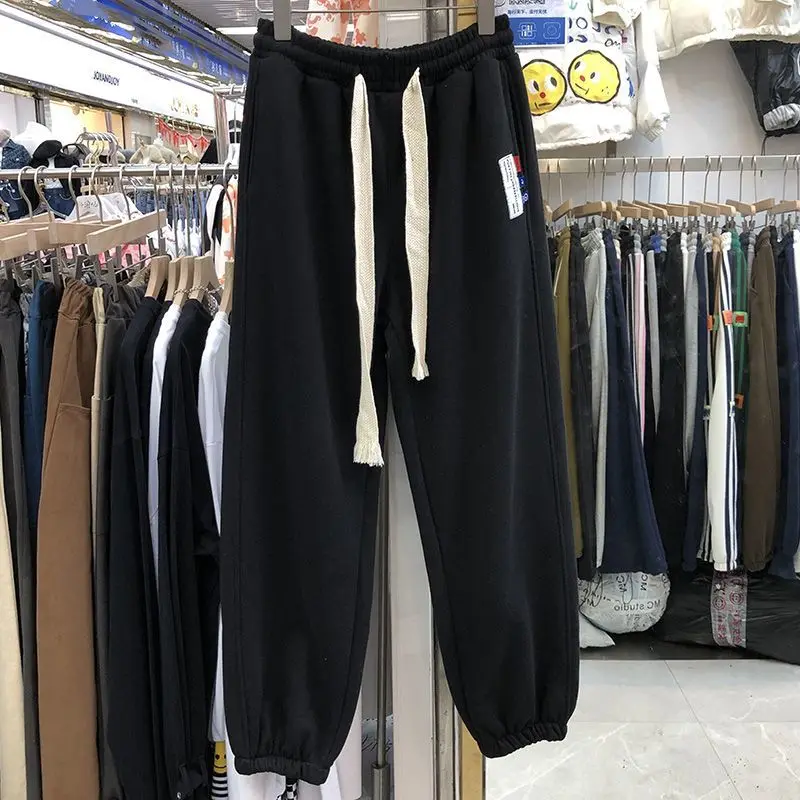 

Мужские повседневные спортивные брюки-карго оверсайз (300 Pou) с высокой талией, свободного кроя, с завязками, для студентов, весна-лето, в стиле INS