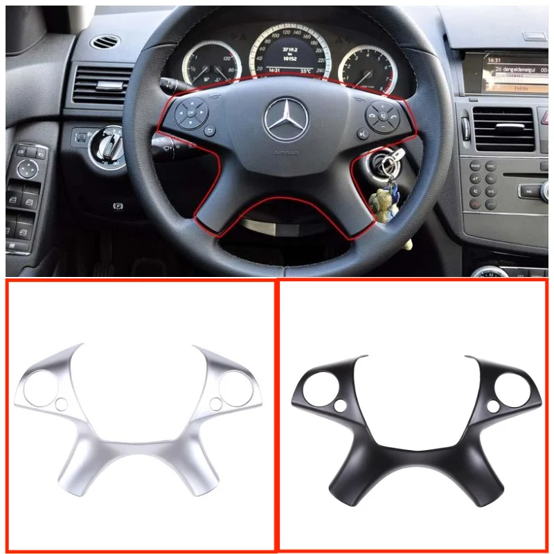 

Auto Styling Car Interior Accessories 3 Style Of Steering Wheel Panel Decorative Cover Sticker ABS Fit For Benz C-class 2007-10
