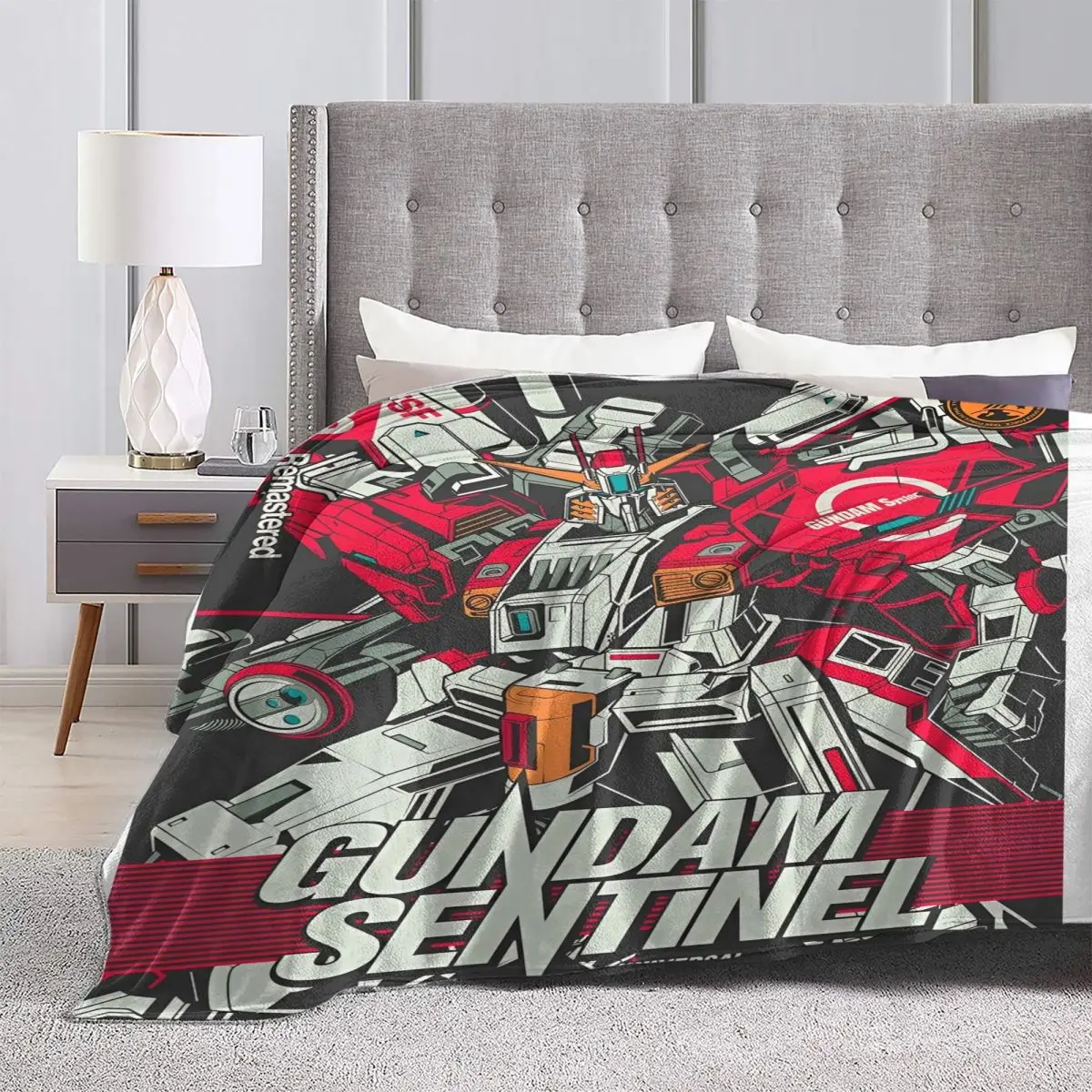 Gundam Blanket Soft Print Plush Throw Blanket For Living Room Travel Office Flannel Bedspread Bed Cover