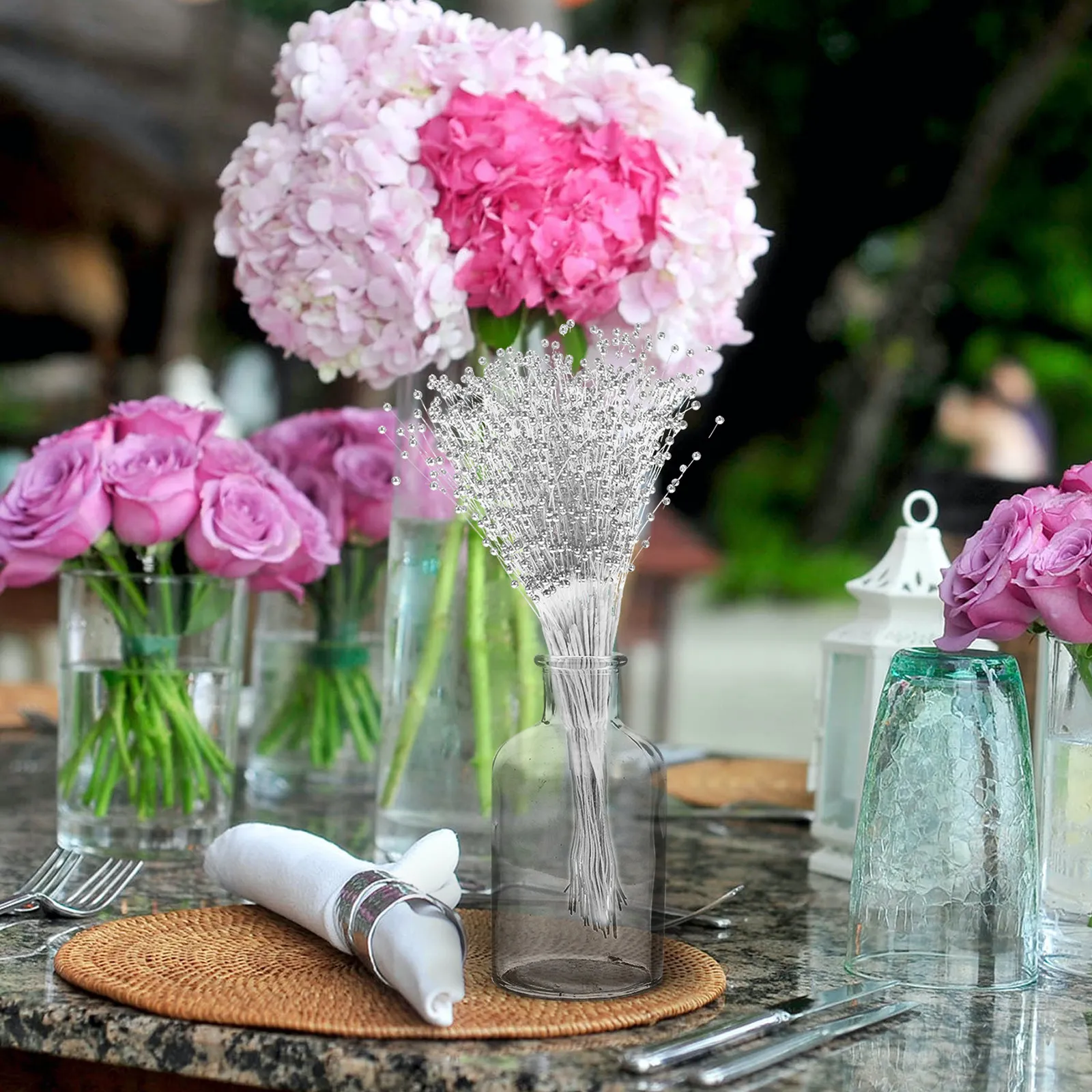 

100 шт. реалистичных пластиковых жемчужных палочек для букетов, свадебных украшений, центральных элементов для столов, декора для вечеринок