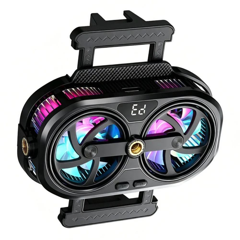 RGB Phone Cooler Fan Temperature Display Dual Chip Cooling Device For IPhone Gaming Heat Sink Tool