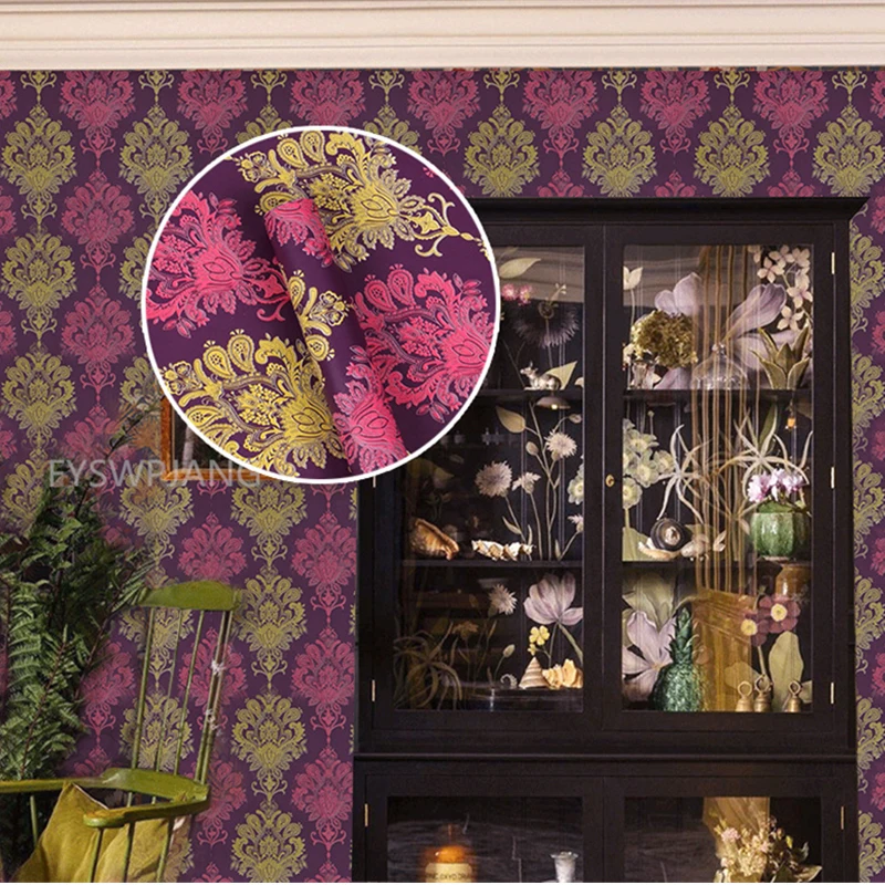 European Style Damascus 3D Wallpaper Luxury Embossed TV Background Wall Paper Bedroom Decor Living Room Decoration Wall Sticker