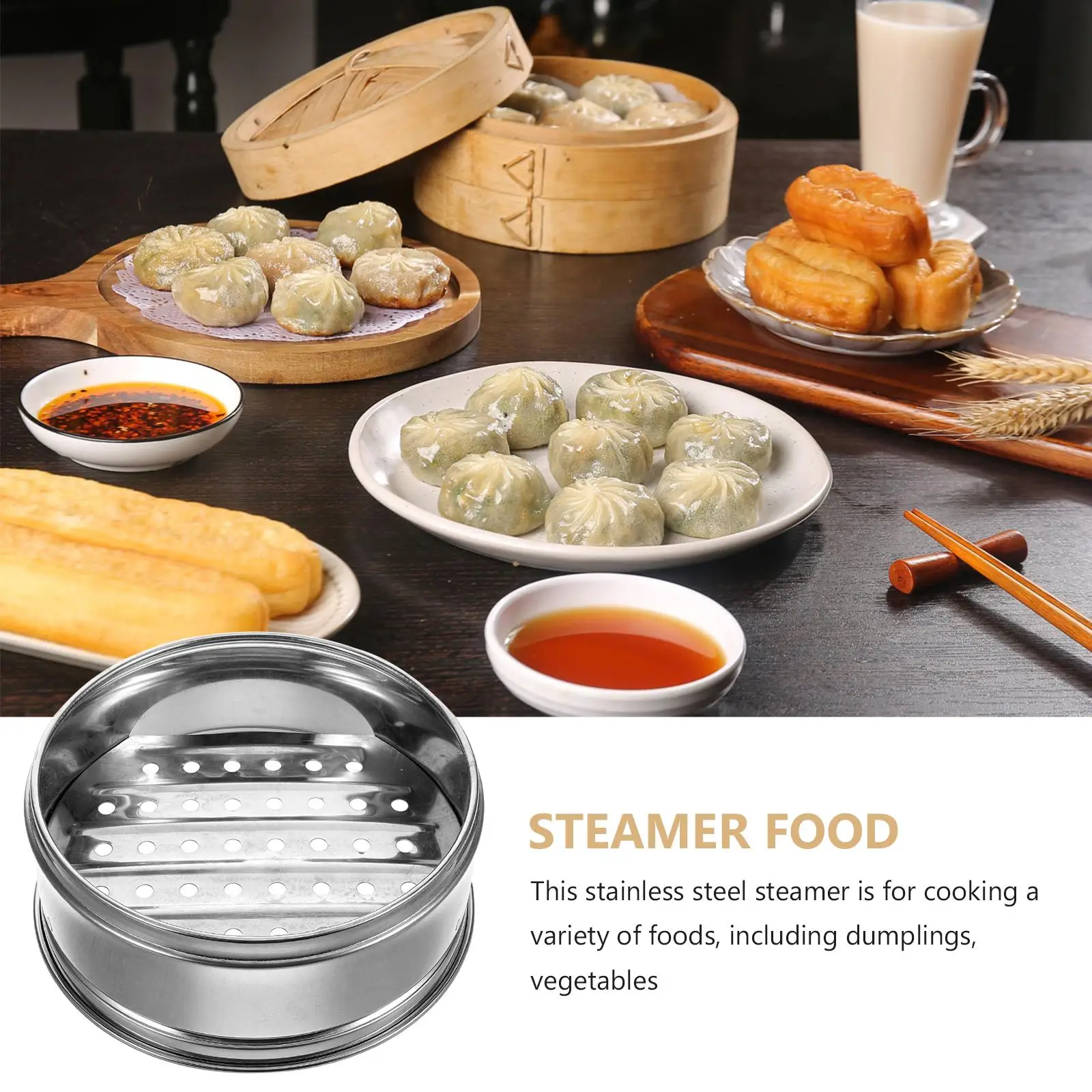 Stainless Steel Veggie Rice Steamer Food Rice Dumpling Fish Thicken Commercial Earless Steel Bottom Dim