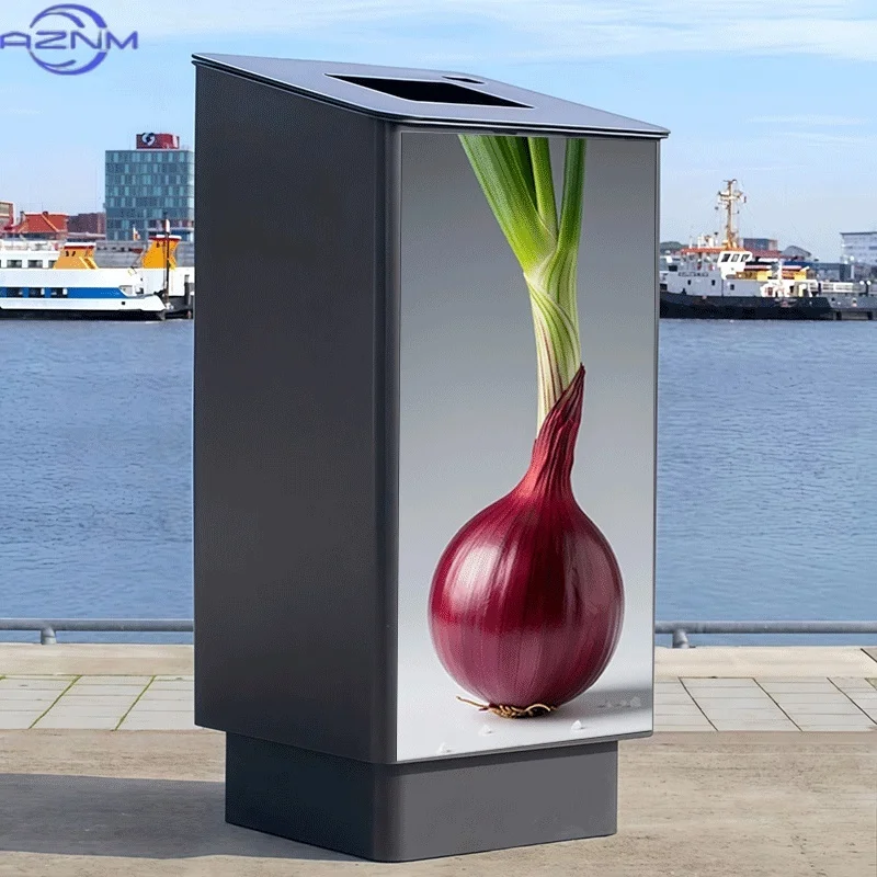 [2D Flat Printing] 1pc Trash Can Sticker  Purple Onion'S Vitality Animal Theme Design Wall Sticker Decor Wallpaper Self-Adhesi
