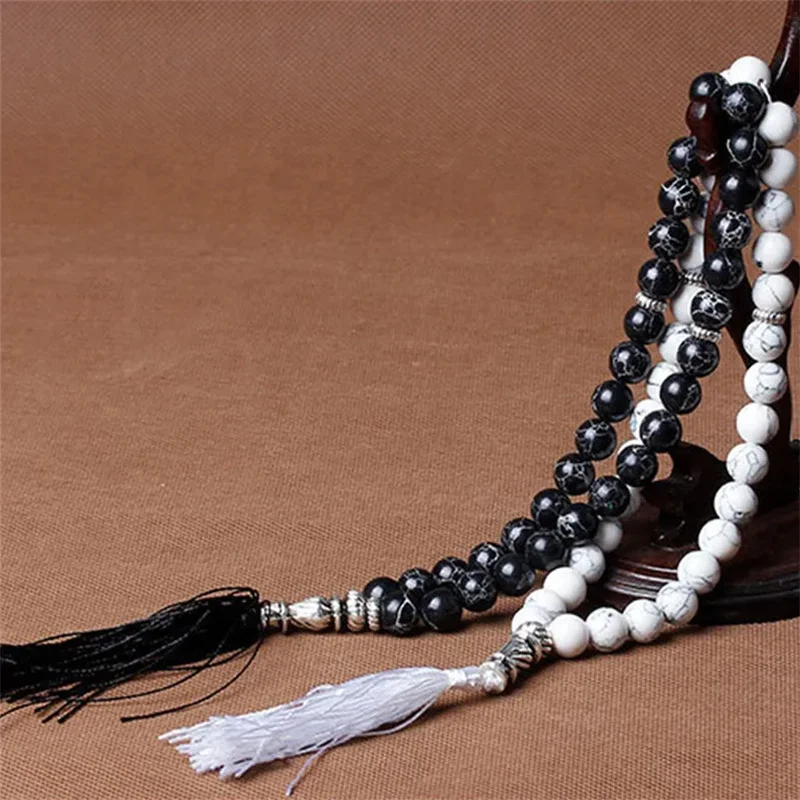 10 mm Green Malachite Stone Bracelets Tassel Pendant 33 Prayer Beads Islamic Muslim Tasbih Allah Mohammed Rosary For Women Men view 5