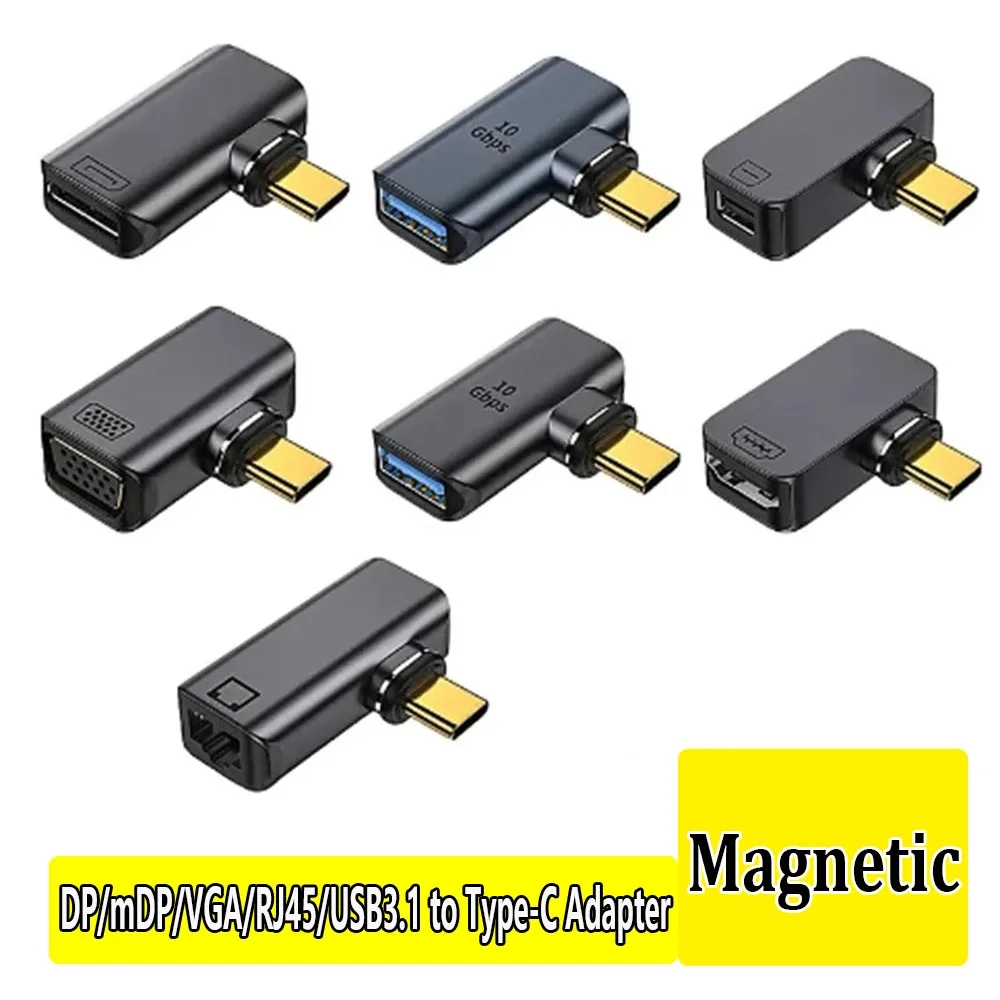 

Type-C to Magnetic Suction Adapter USB 4K 60HZ Connector C Full Function DP/VGA/RJ45/USB3.1/mDP Video C-port Adapter Connector