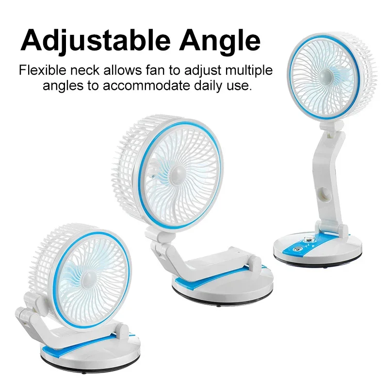 USB Mini Fan Home Desktop Portable Outdoor Cooling FanMultifunction Solar Fan Foldable with LED Light Speed Adjustable