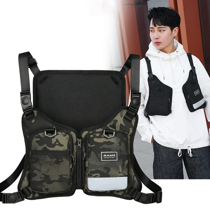 New Hot High Quality Oxford Tactical Vest Backpacks Multifunction Reflective Unisex Chest Rig Bag Hip Hop Streetwear Chest