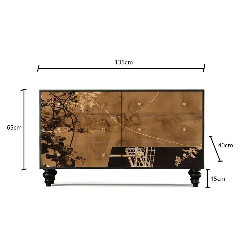 

French Chinese Style Living Room Chest of Six Drawers Home Living Room Curio Cabinet Bedroom Solid Wood Dressing Table Aisle