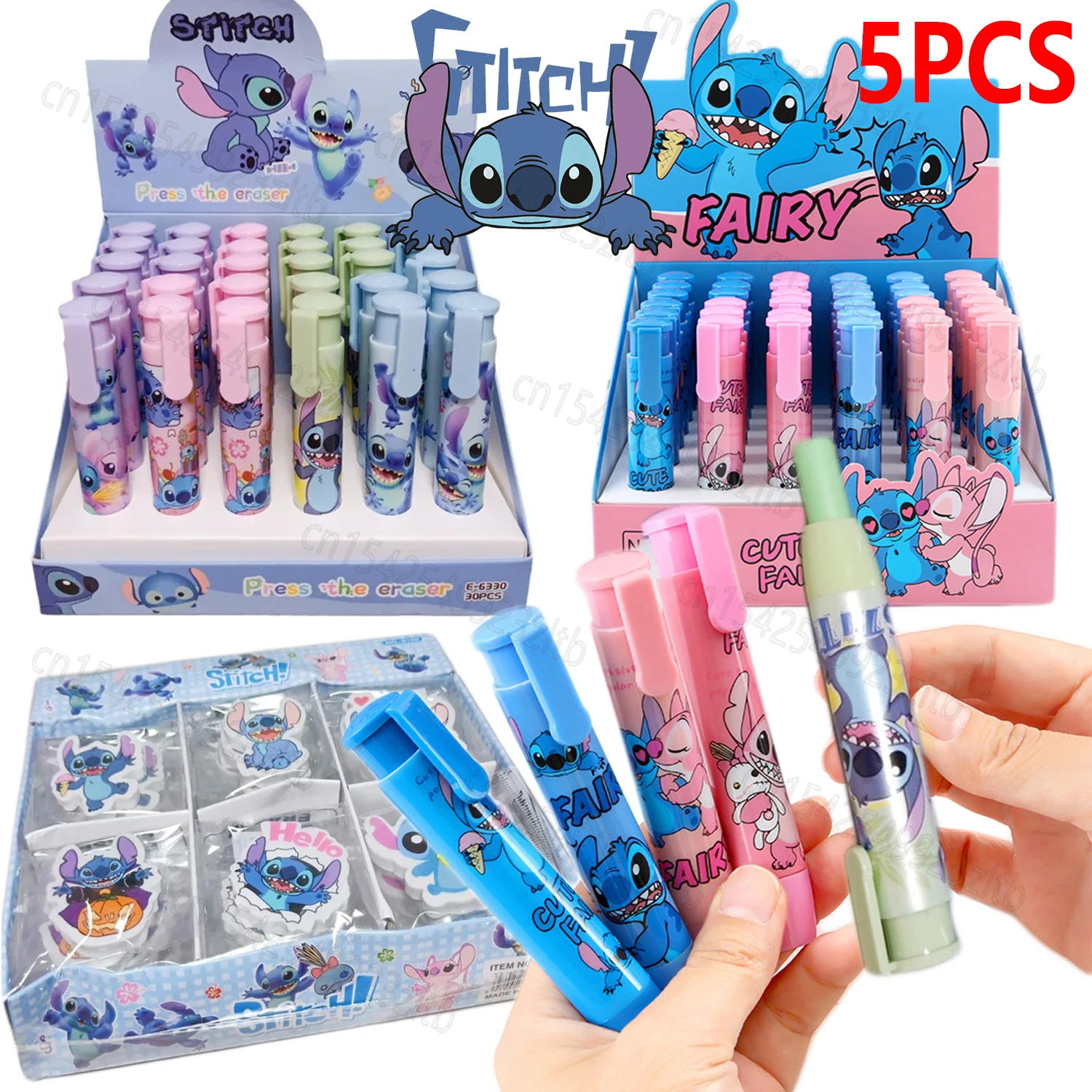 

Cute Disney Stitch Eraser Press Stationery Prizes Push-pull Cute Rubber Eraser for Kids Student Office School Supplies Gifts