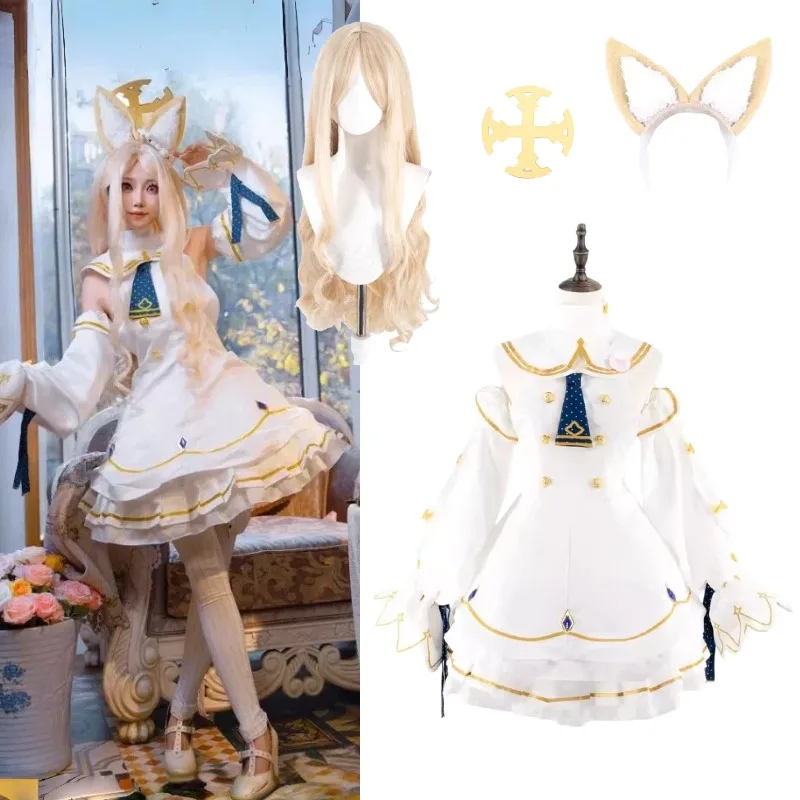 

Anime Yurizono Seia Cosplay Costume Dress Furry Ears Hairband Wig Suit for Women Halloween Carnival Party Roleplay Outfit