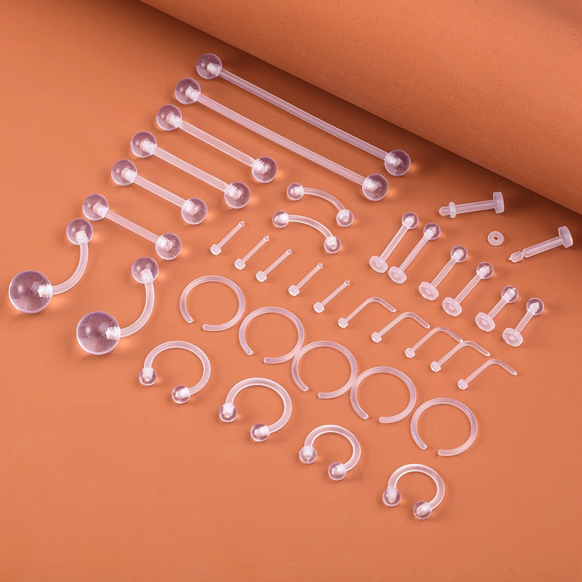 37pcs Clear Acrylic Nipple Tongue Nose Septum Eyebrow Belly Helix Cartilage Earrings Lip Labret Rings Studs Piercing Jewelry