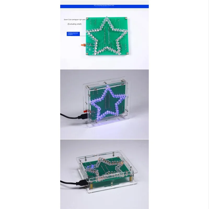 New!!DIY Electronic Kit Soldering Suite Colorful Five-Pointed Star LED Flashing Marquee Light Circuit Board Kit